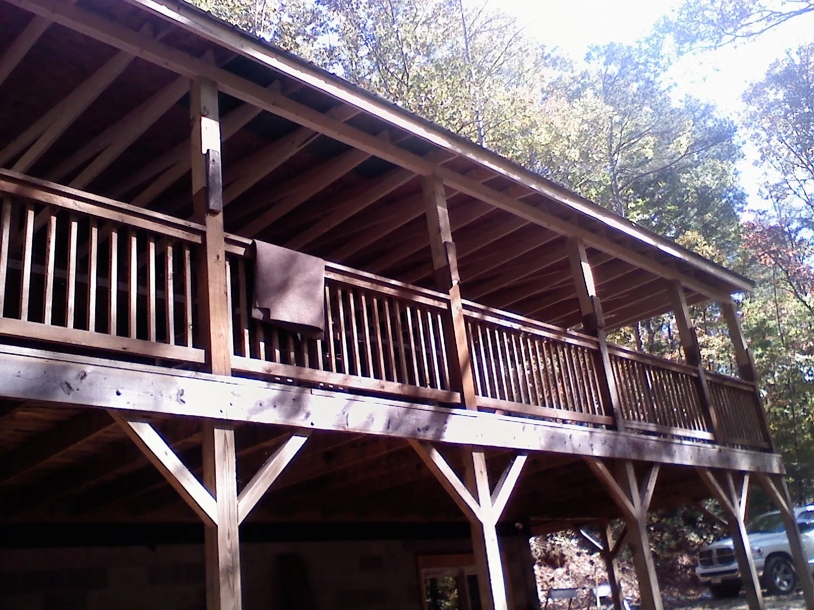 Timber framing under a new elevated porch and deck — Roof Leak Repair in Wisconsin Dells by Roofing Brothers